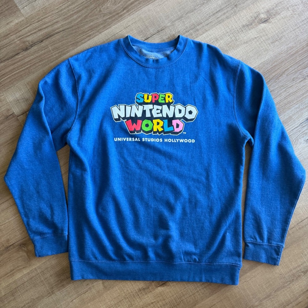 Super‎ Nintendo World Universal Studios Hollywood Blue Sweatshirt XL SS3000P